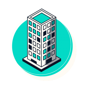 An illustration of a multi-dwelling unit building
