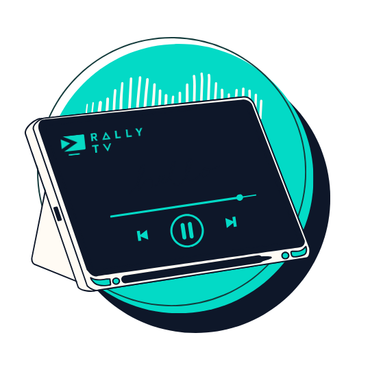 An illustration of a tablet device in a circle