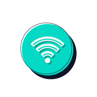 A wifi symbol in a circle