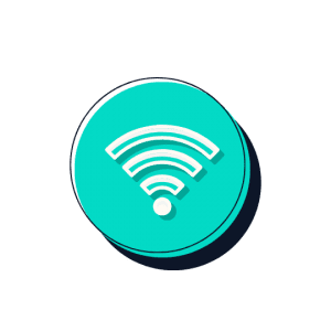 A wifi symbol in a circle