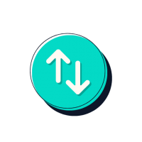 Two arrows, one points up the other points down in a circle